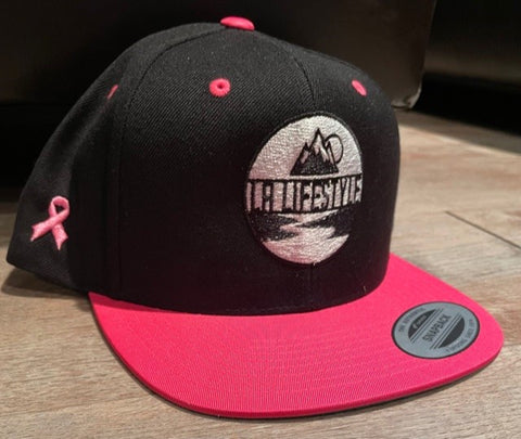 Breast Cancer Hat  - Black/Pink  Snapback
